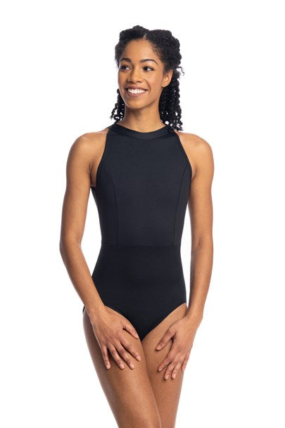 Vera High Neck Leotard with Open Mesh Back