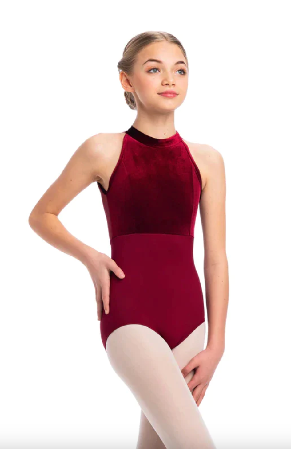 Vera High Neck Leotard with Open Mesh Back